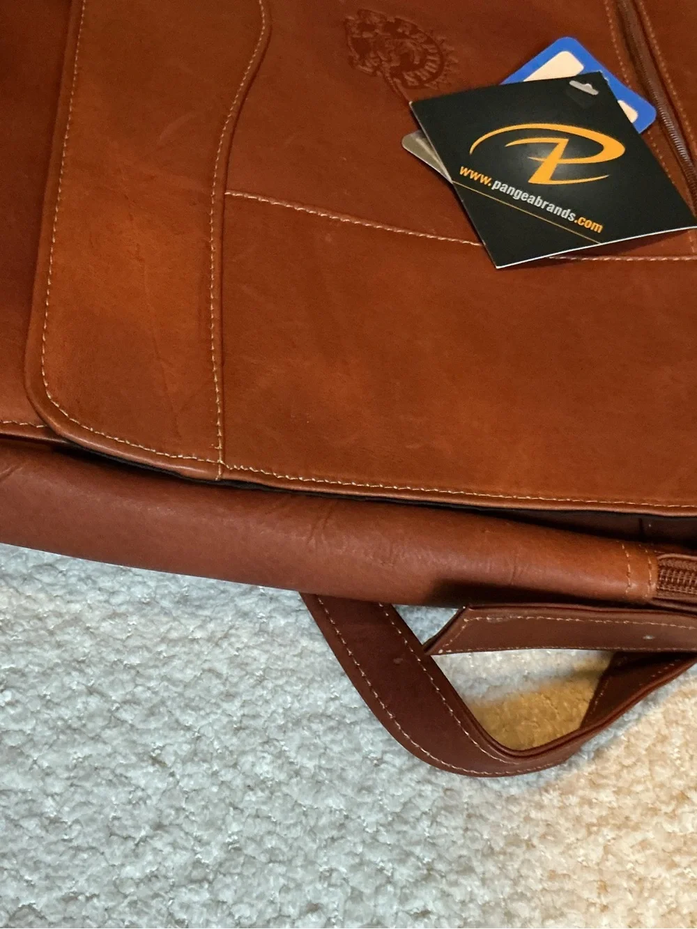 NBA Tan Leather Laptop Messenger Bag for Men 100% Leather